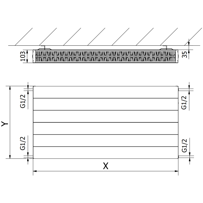 Mexen Line CL22 radiator cu plăci 900 x 1300 mm, racord lateral, 2859 W, alb - W422L-090-130-00