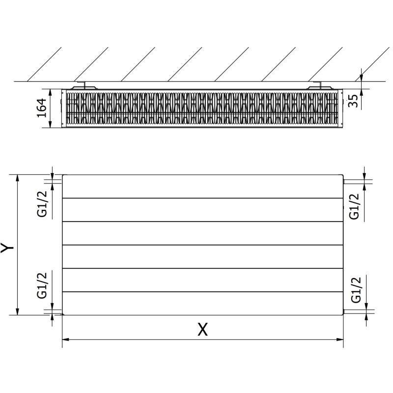 Mexen CL33 Radiator din tablă Line 600 x 700 mm, conexiune laterală, 1541 W, alb - W433L-060-070-00