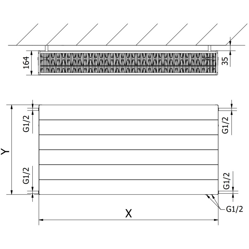 Mexen CVL33 Line lapradiátor 900 x 1800 mm, alsó csatlakozás, 5401 W, fehér - W633L-090-180-00