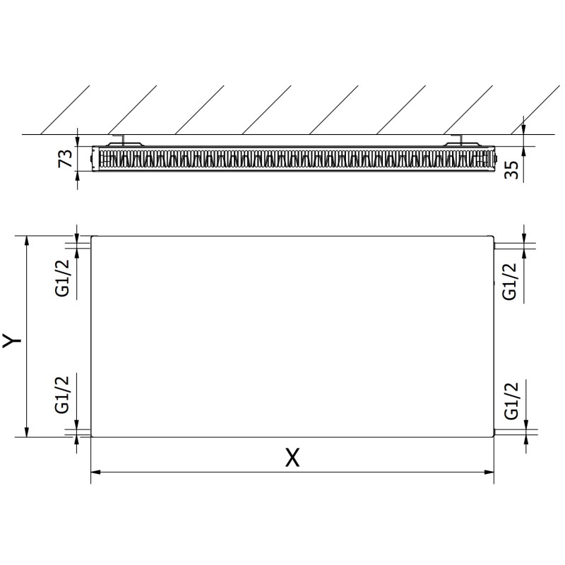 Mexen CF21 Lapradiátor 500 x 1100 mm, oldalsó csatlakozás, 1109 W, fehér - W421F-050-110-00