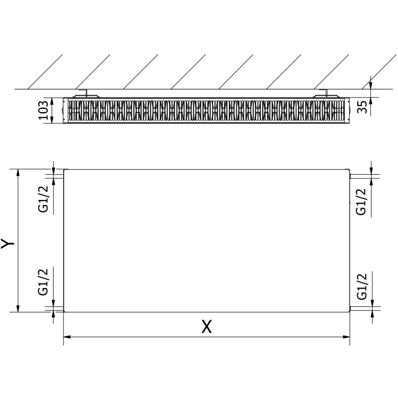 Mexen Flat CF22 lapradiátor 600 x 500 mm, oldalsó csatlakozás, 791 W, fehér - W422F-060-050-00
