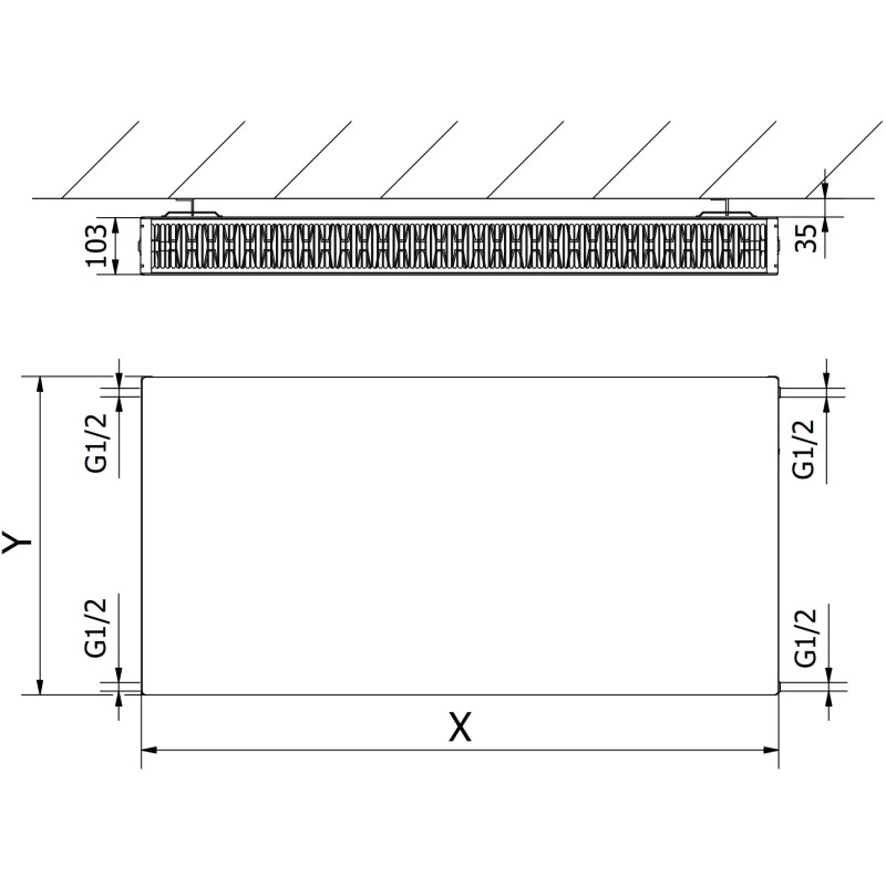 Mexen CF22 Flat lapradiátor 600 x 900 mm, oldalsó csatlakozás, 1424 W, fehér - W422F-060-090-00