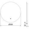 Mexen Erg oglindă de baie iluminată, rotundă 50 cm, LED 6000K, anti-ceață - 9823-050-050-611-00