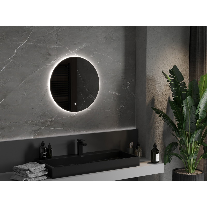 Mexen Erg megvilágított fürdőszobai tükör, kerek 60 cm, LED 6000K, páramentesítő - 9823-060-060-611-00