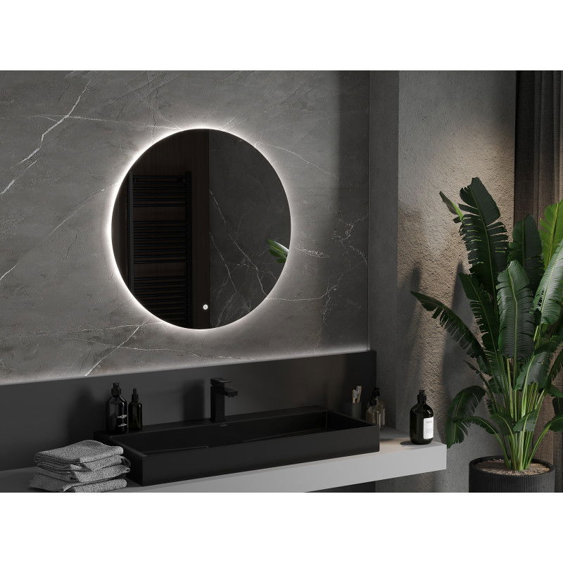 Mexen Erg oglindă de baie iluminată, rotundă 80 cm, LED 6000K, anti-abur - 9823-080-080-611-00