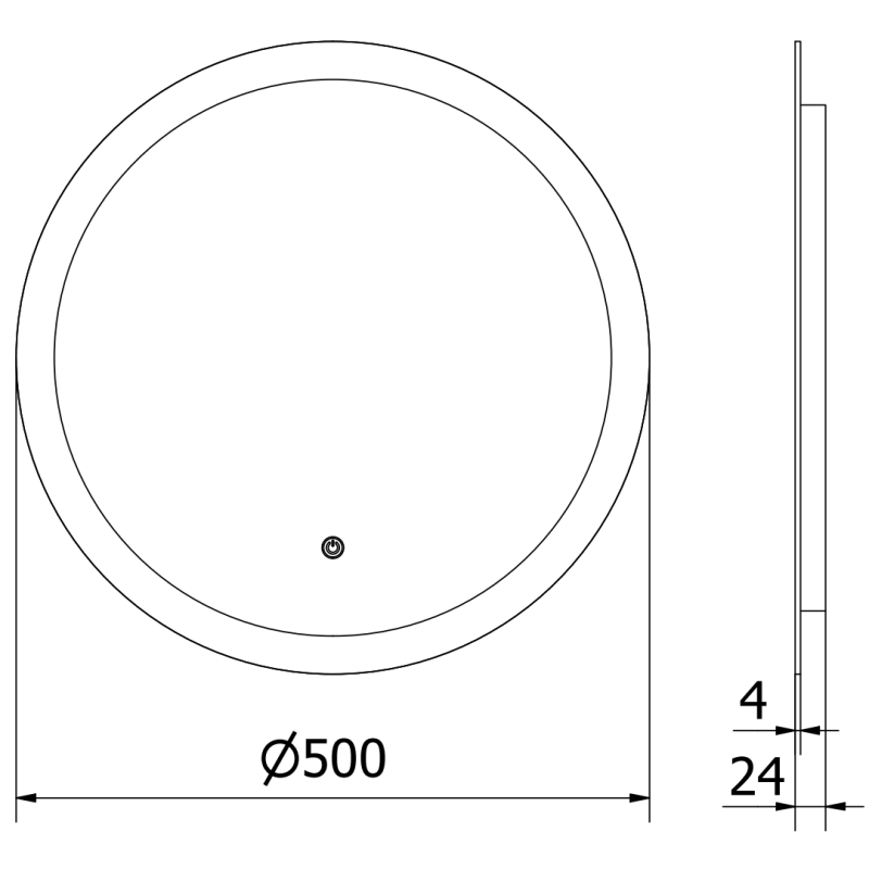 Mexen Oro megvilágított fürdőszobai tükör, kerek, 50 cm, LED 6000K, páramentesítő - 9824-050-050-611-00