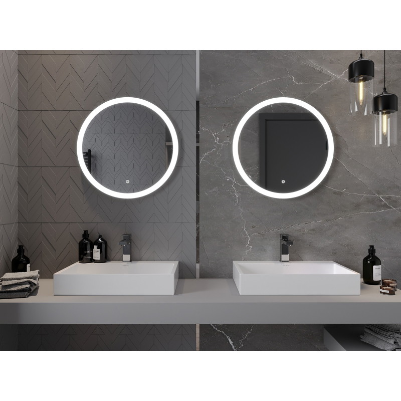Mexen Oro megvilágított fürdőszobai tükör, kerek 60 cm, LED 6000K, páramentesítő - 9824-060-060-611-00