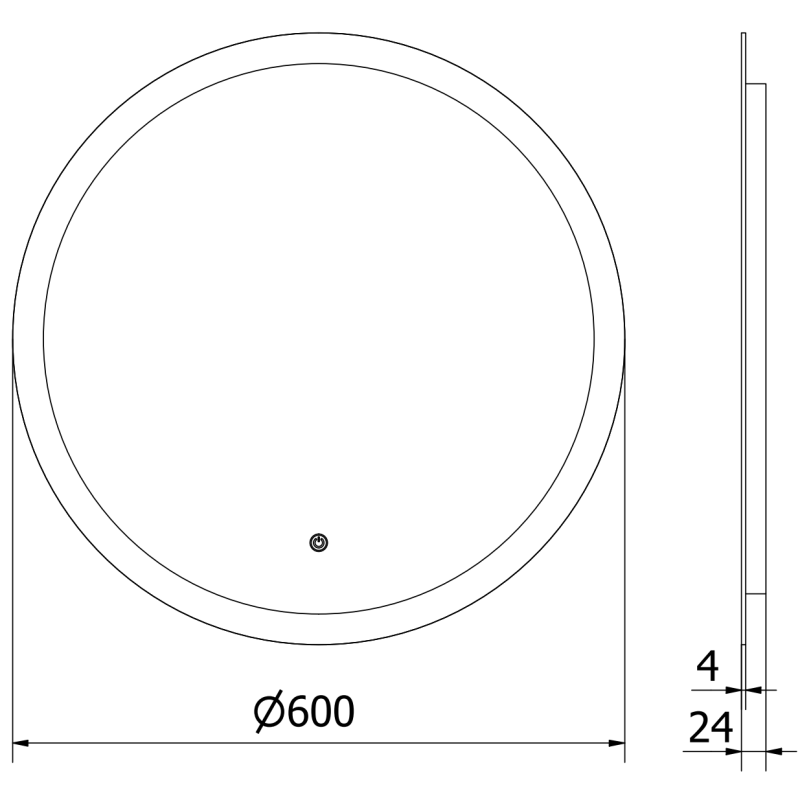 Mexen Oro kivilágított fürdőszobai tükör, kerek 60 cm, LED 6000K, páramentes - 9824-060-060-611-00