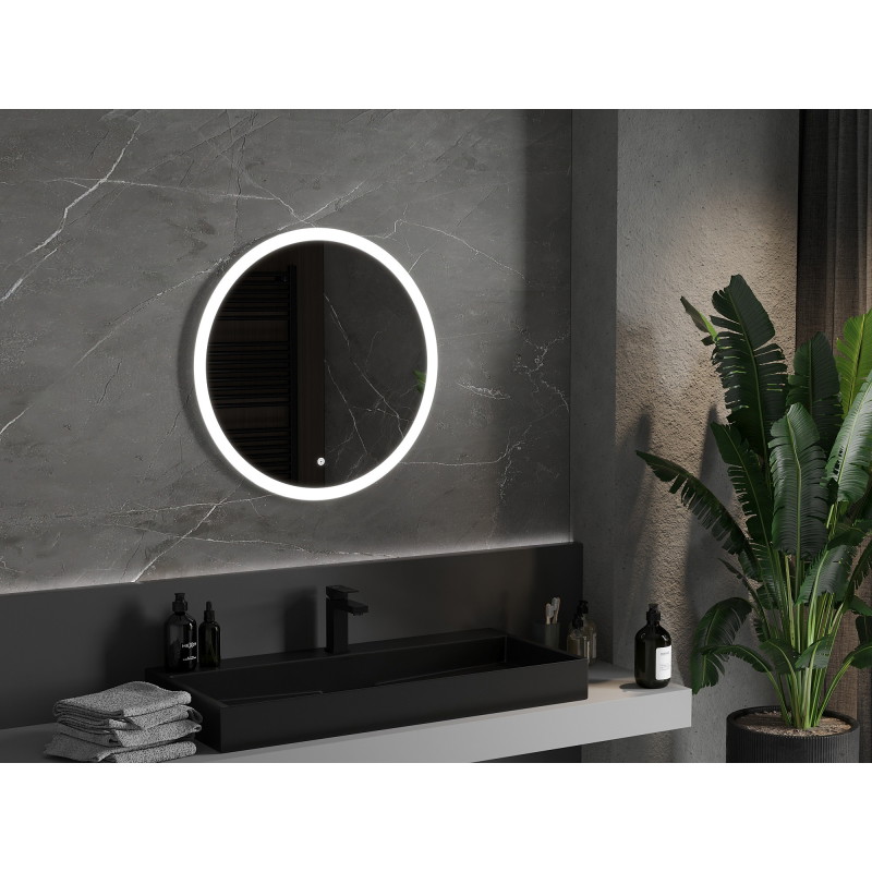 Mexen Oro megvilágított fürdőszobai tükör, kerek, 70 cm, LED 6000K, páramentesítő - 9824-070-070-611-00