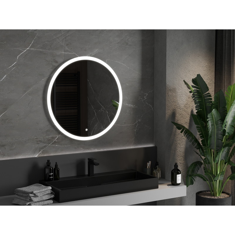 Mexen Oro megvilágított fürdőszobai tükör, kerek 80 cm, LED 6000K, páramentes - 9824-080-080-611-00