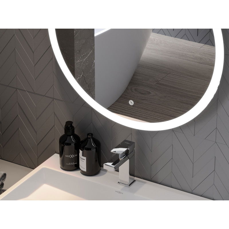 Mexen Oro kerek, megvilágított fürdőszobai tükör, 90 cm, LED 6000K, páramentes - 9824-090-090-611-00