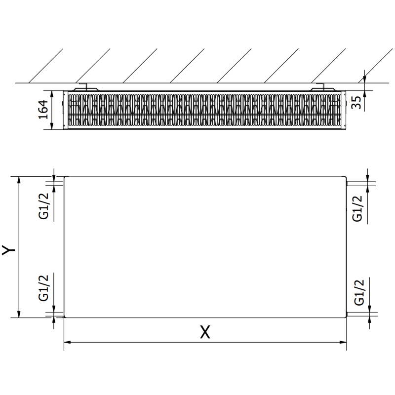 Mexen Flat CF33 radiator plat 900 x 1000 mm, conexiune laterală, 3001 W, alb - W433F-090-100-00