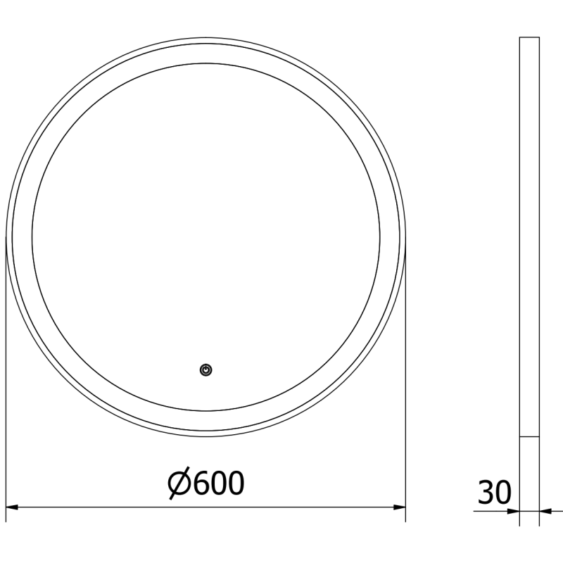 Mexen Esso LED-es, kör alakú, 60 cm-es, 6000K-os, páramentes, arany keretes fürdőszobai tükör - 9825-060-060-611-50