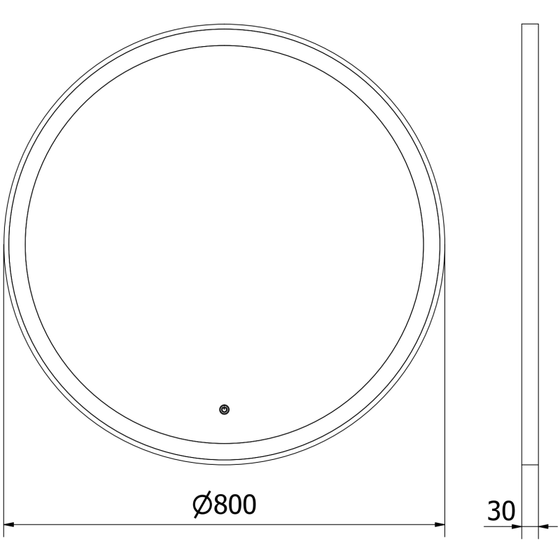 Mexen Esso oglindă de baie iluminată, rotundă 80 cm, LED 6000K, anti-abur, cadru auriu - 9825-080-080-611-50