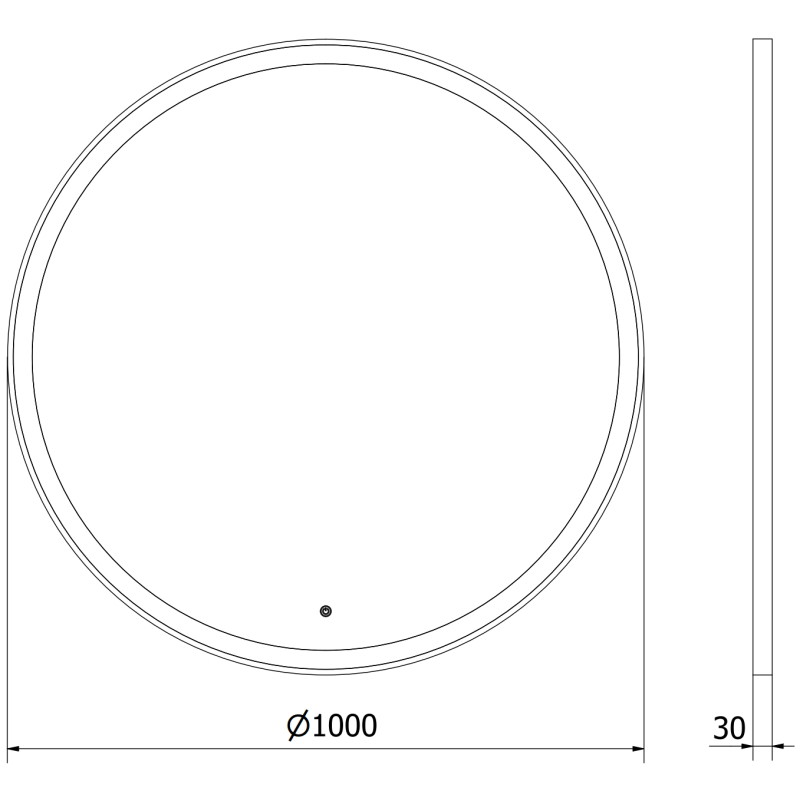 Mexen Esso megvilágított fürdőszobai tükör, kerek 100 cm, LED 6000K, páramentes, arany keret - 9825-100-100-611-50