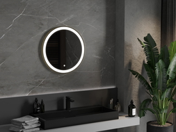 Mexen Esso oglindă baie iluminată, rotundă 60 cm, LED 6000K, anti-aburire, cadru auriu - 9825-060-060-611-50
