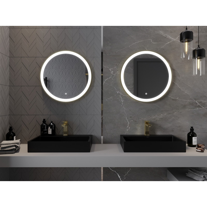 Mexen Esso megvilágított fürdőszobai tükör, kerek 60 cm, LED 6000K, páramentes, arany keret - 9825-060-060-611-50