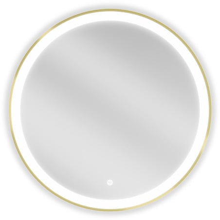 Mexen Esso fürdőszobai tükör, kerek, megvilágított, 70 cm-es, 6000K LED, páramentes, arany keret - 9825-070-070-611-50