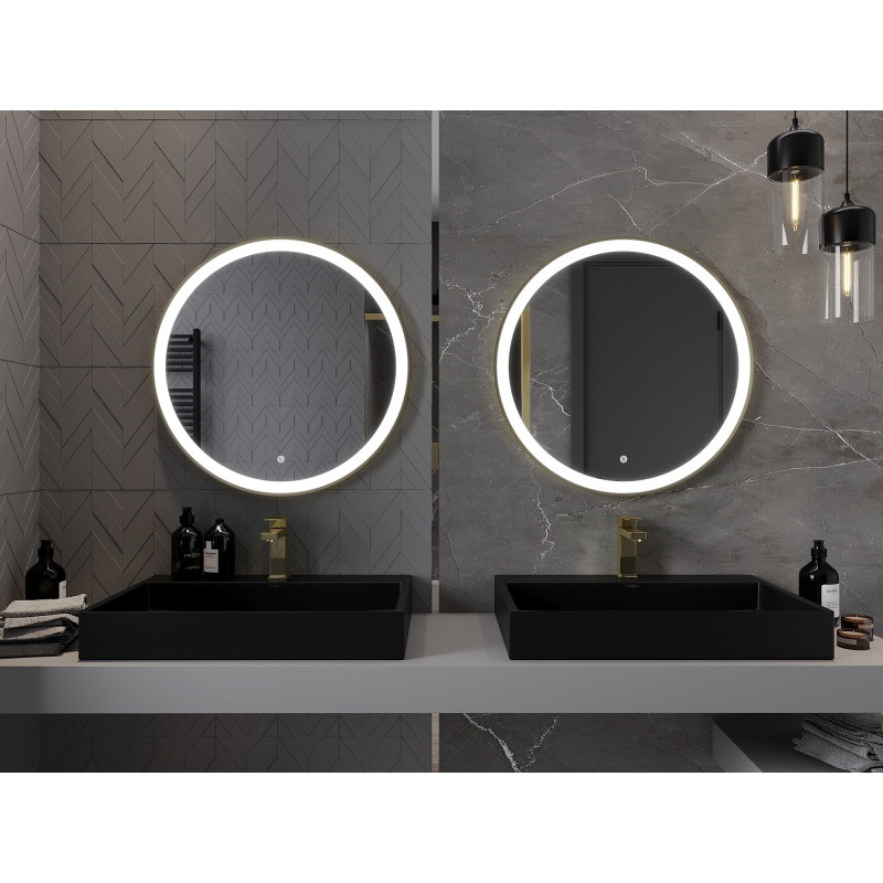 Mexen Esso világító fürdőszobai tükör, kerek 70 cm, LED 6000K, páramentes, arany keret - 9825-070-070-611-50