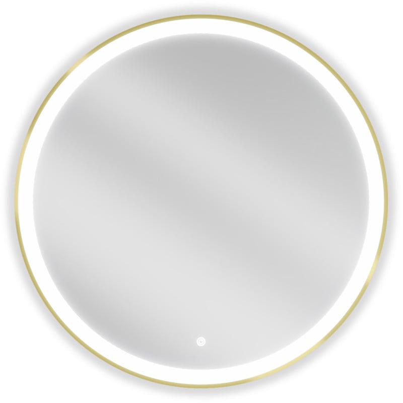 Mexen Esso oglindă de baie iluminată, rotundă 80 cm, LED 6000K, anti-aburire, ramă aurie - 9825-080-080-611-50