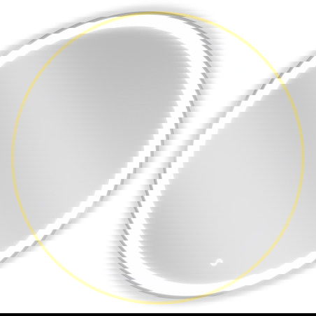 Mexen Esso Párásodásgátló, megvilágított kerek fürdőszobai tükör, 80 cm, LED 6000K, arany keret - 9825-080-080-611-50