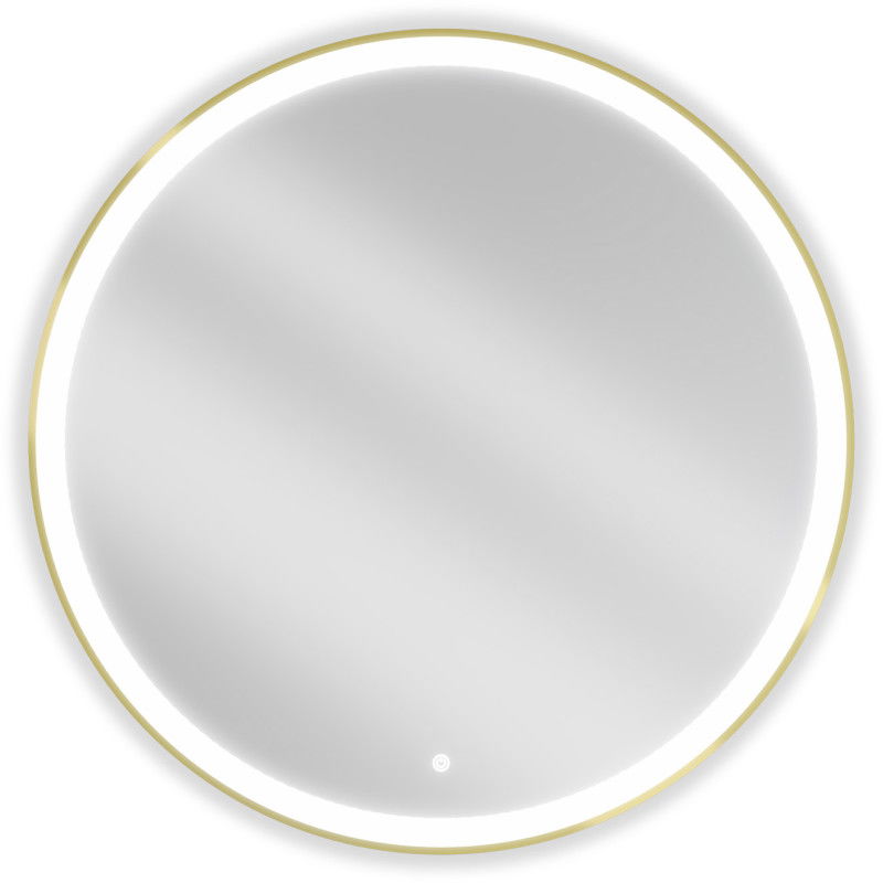 Mexen Esso LED megvilágított fürdőszobai tükör, kerek, 90 cm, LED 6000K, páramentesítő, arany keret - 9825-090-090-611-50