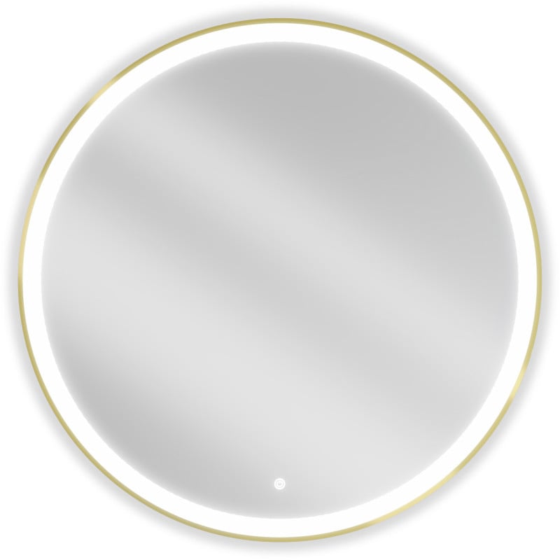 Mexen Esso oglindă de baie iluminată, rotundă 90 cm, LED 6000K, anti-aburire, ramă aurie - 9825-090-090-611-50