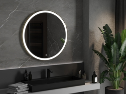 Mexen Esso oglindă de baie iluminată, rotundă 90 cm, LED 6000K, anti-aburire, ramă aurie - 9825-090-090-611-50