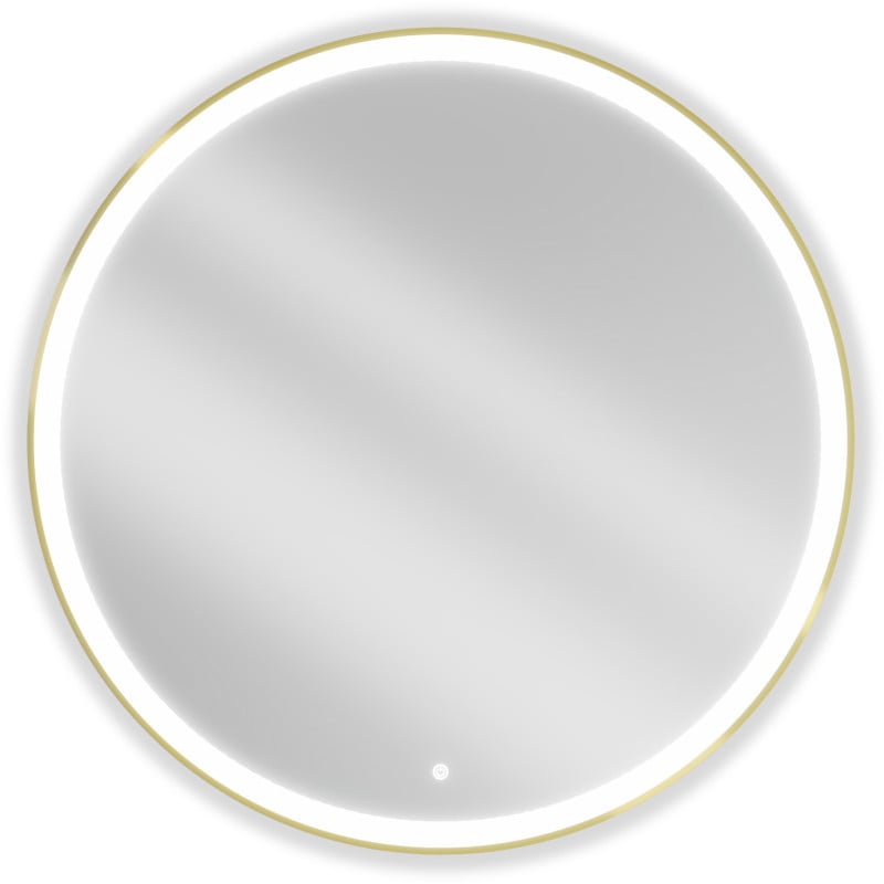 Mexen Esso kerek fürdőszobai tükör, megvilágított, 100 cm, LED 6000K, páramentes, arany keret - 9825-100-100-611-50