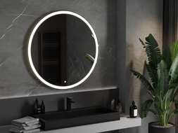 Mexen Esso oglindă de baie iluminată, rotundă 100 cm, LED 6000K, anti-abur, ramă aurie - 9825-100-100-611-50