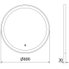 Oglindă de baie rotundă iluminată Mexen Esso 60 cm, LED 6000K, anti-abur, ramă neagră - 9825-060-060-611-70