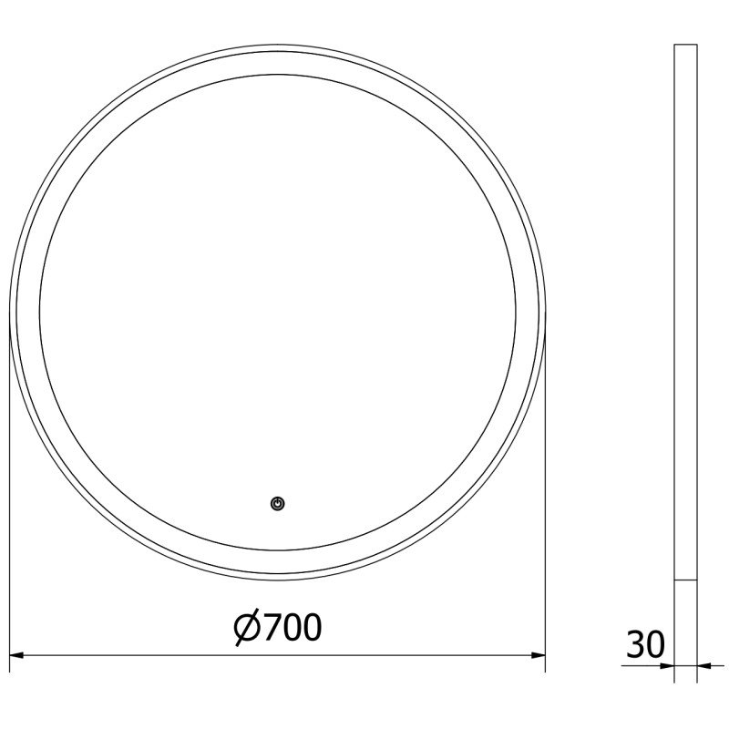 Mexen Esso oglindă de baie iluminată, rotundă 70 cm, LED 6000K, anti-abur, ramă neagră - 9825-070-070-611-70