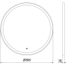 Mexen Esso oglindă de baie iluminată, rotundă 80 cm, LED 6000K, anti-aburire, cadru negru - 9825-080-080-611-70