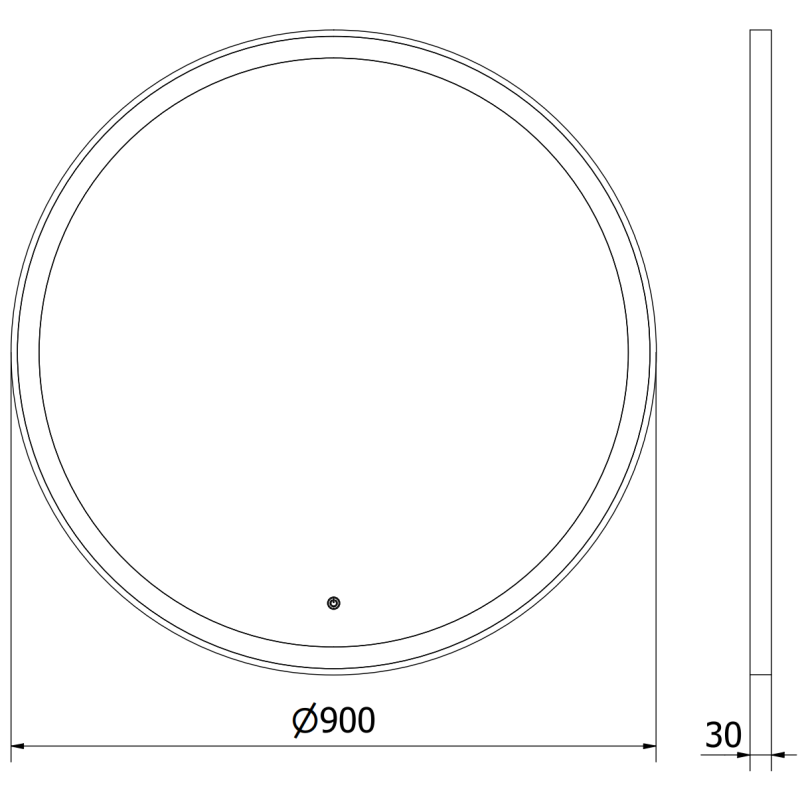 Mexen Esso oglindă de baie iluminată, rotundă 90 cm, LED 6000K, anti-aburire, ramă neagră - 9825-090-090-611-70