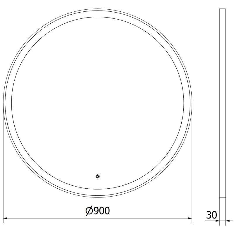 Mexen Esso oglindă de baie iluminată, rotundă 90 cm, LED 6000K, anti-ceață, cadru negru - 9825-090-090-611-70