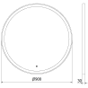 Mexen Esso oglindă de baie iluminată, rotundă 90 cm, LED 6000K, anti-abur, ramă neagră - 9825-090-090-611-70