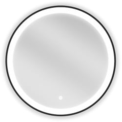 Mexen Esso LED-es fürdőszobai tükör, kerek, 60 cm, 6000K, páramentes, fekete keret - 9825-060-060-611-70