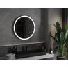 Mexen Esso oglindă de baie iluminată, rotundă 80 cm, LED 6000K, anti-aburire, cadru negru - 9825-080-080-611-70
