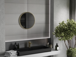 Mexen Loft kerek fürdőszobai tükör 30 cm, arany keret - 9850-030-030-000-50