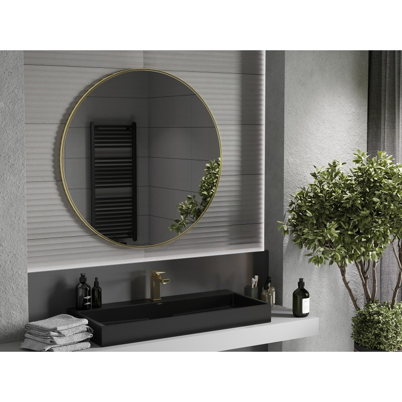 Mexen Loft oglindă de baie rotundă 100 cm, ramă aurie - 9850-100-100-000-50