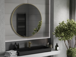 Mexen Loft kerek fürdőszobai tükör 100 cm, arany keret - 9850-100-100-000-50