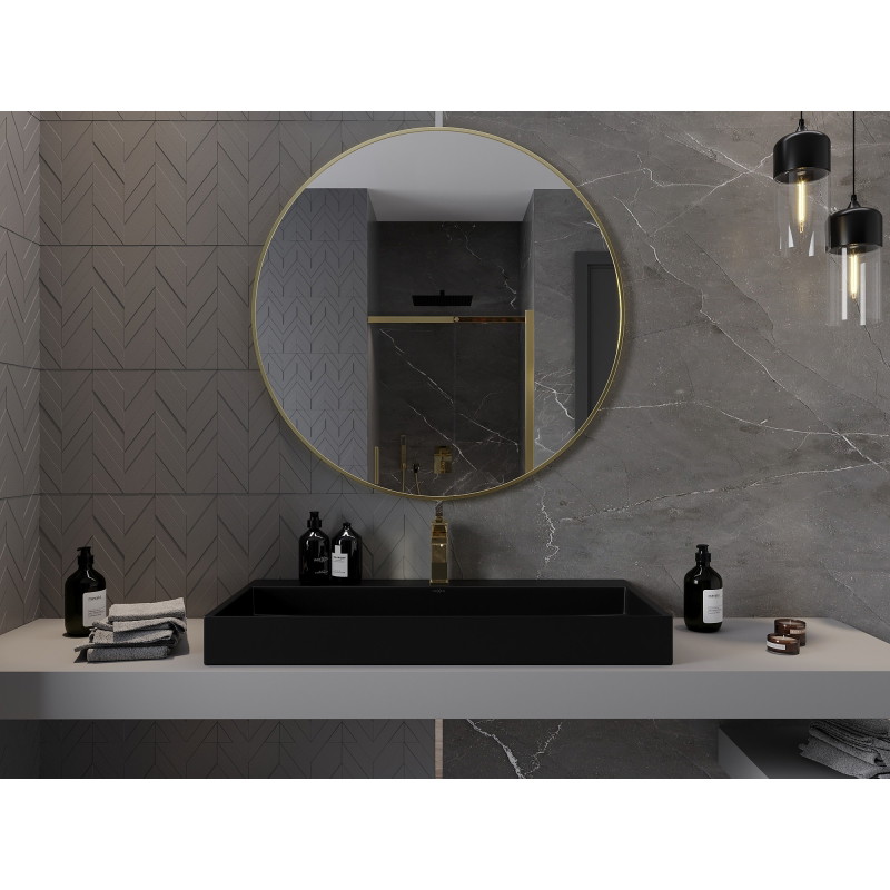 Mexen Loft oglindă de baie rotundă 100 cm, ramă aurie - 9850-100-100-000-50
