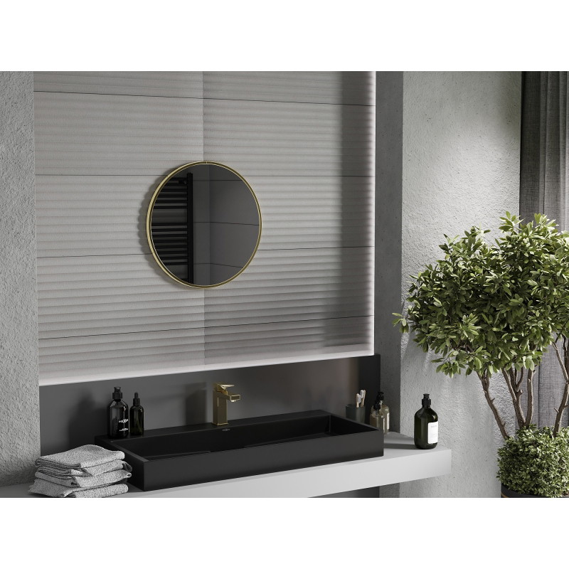 Mexen Loft 35 cm-es kerek fürdőszobai tükör, arany keret - 9850-035-035-000-50