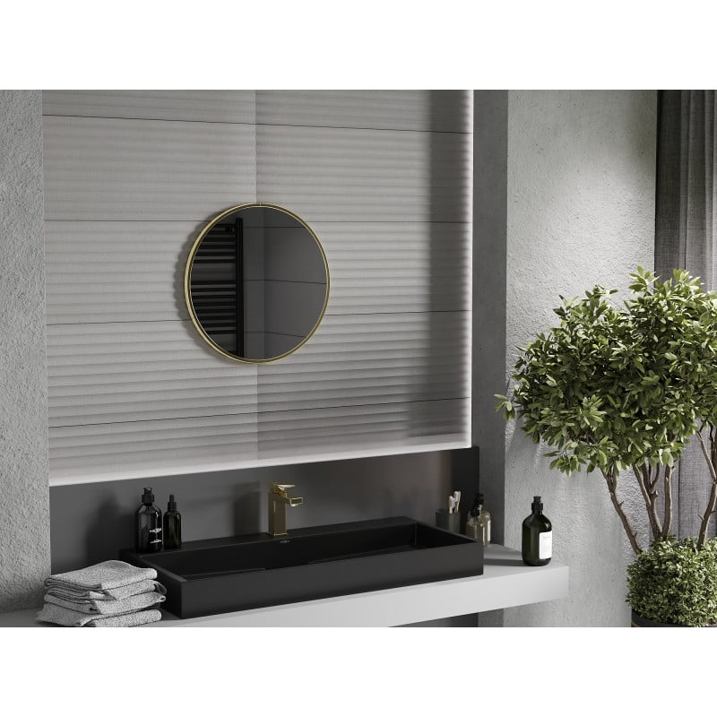 Mexen Loft oglindă de baie rotundă 35 cm, cadru auriu - 9850-035-035-000-50