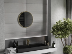 Mexen Loft 35 cm-es kerek fürdőszobai tükör, arany keret - 9850-035-035-000-50