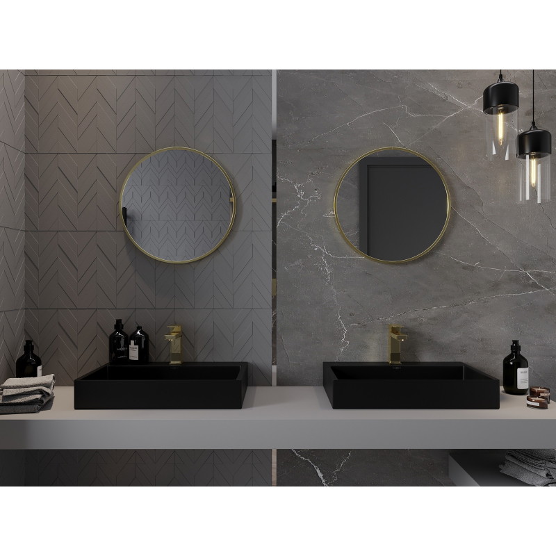 Mexen Loft 35 cm-es kerek fürdőszobai tükör, arany keret - 9850-035-035-000-50