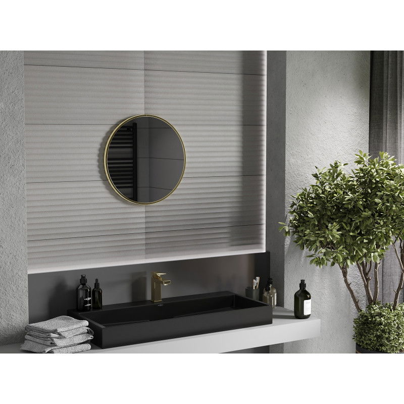 Mexen Loft kerek fürdőszobai tükör 55 cm, arany keret - 9850-055-055-000-50