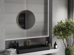 Mexen Loft kerek fürdőszobai tükör 60 cm, arany keret - 9850-060-060-000-50