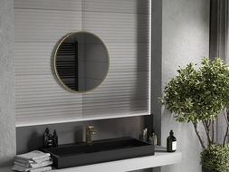 Mexen Loft kerek fürdőszobai tükör 65 cm, arany keret - 9850-065-065-000-50