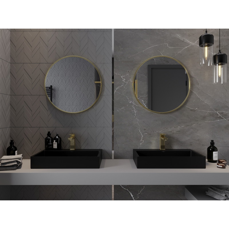 Mexen Loft Okrągłe lustro łazienkowe 65 cm, rama w kolorze szczotkowanego złota - 9850-065-065-000-50